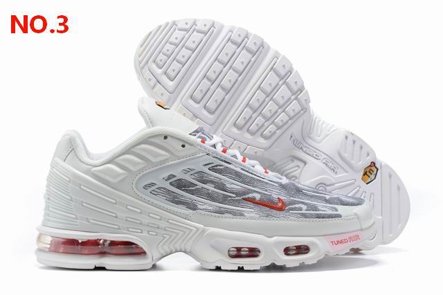 Nike Air Max Plus 3 Mens Shoes White Black Red Swoosh;